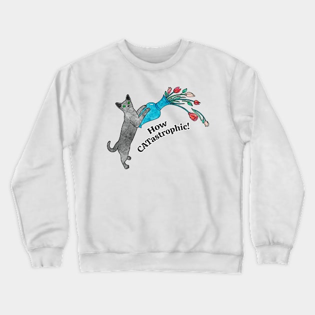 Funny Cat Crewneck Sweatshirt by Kelly Louise Art